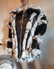 Giambattista Valli H&M Fell Lederjacke Lack Glanz NEU XS 34/36 edel Jacke LEDER