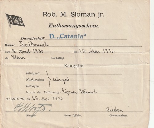 Entlassungsschein dampfschiff - entlassungsschein,
