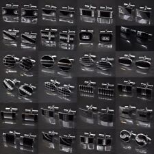 1 Paar elegante Manschettenknöpfe silber schwarz Männer Hemd Schmuck Neu