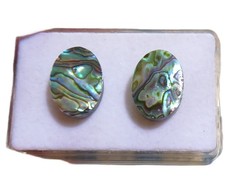 1 Paar Paua Muschel Abalone Cabochon ca. 17,5x13 mm Nr. U34344