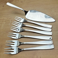 WMF Heilbronn Cromargan 6 Kuchengabeln 15,5 cm + Tortenheber 23,3 cm