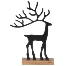 Deko Rentier Tischdeko Weihnachten Weihnachtsfigur Hirsch Reh Schwarz H37cm