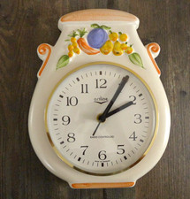 wunderschöne Wanduhr, Küchenuhr, Uhr, Funkuhr, Hand bemalt, wie NEU,