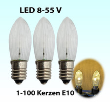 LED Spitzkerze Topkerze Riffelkerzen E10 8-55V AC warmweiß