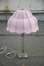 N92W17- Metall Tischlampe meist Messing mit Acryl Glas  und Textilschirm