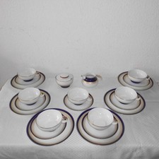 Teeservice Tassen Teller Zuckerdose Milchkanne Arzberg Bavaria Blau Gold Weiß