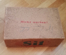 Karton der Marke "SIL" Werbeartikel mit Druck Leerkarton Geschichte alt selten