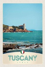 Holzschild 30x20 cm Toskana Italien Meer Strand Haus Bildmotiv Reisemotiv Abente