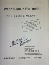 Hoffmann Speedster, Preisliste 02.2005 - 1, Handel, alles um den VW Käfer