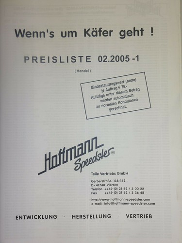 Hoffmann speedster preisliste - hoffmann,