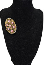 Alte Art Deco Brosche mit künstlichen Katzenaugensteinen Anstecknadel Vintage