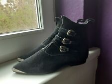 Pikes Wildleder Vintage schwarz 39 6 80s 90s Winklepicker Gothic Wave WGT