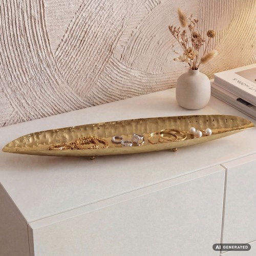 Dekoschale oval aluminium gold - oval,