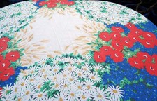 Bassetti, runde Tischdecke mit fröhlichem Blumenmuster, sehr guter Zustand