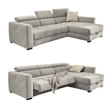Ecksofa Sitz elektrisch ausfahrbar verstellbar Couch Kopflehne Bettkasten Grau