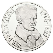 Schweiz Silbermedaille 1972 J.H. Pestalozzi Euro-Dollar PP- Gewicht: 28g/835