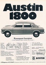 Austin Werbeanzeige Werbung Austin 1800 "Konsequent konzipiert" ÜG