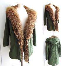 Echt Pelz Parka Mantel Kapuze