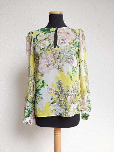 Gelb grüne blumen bluse - gelb, von
