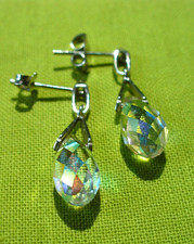 Rheinkiesel Tropfen als Ohrstecker Sterlingsilber