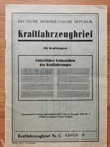 Kfz brief kraftfahrzeugbrief - kfz,