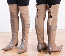 2766 ausgefallene baune leder overknee stiefel gr 39