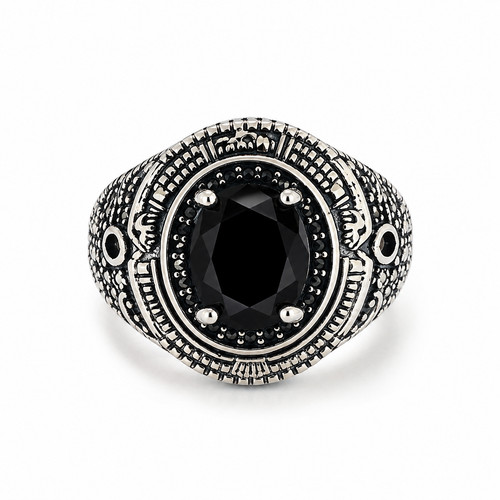Siegelring silber onyx optik - silber, onyx-optik