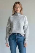 sheIn Pullover Pulli Sweater Langarm-Pulli Grobstrick-Pullover Norweger XS-L