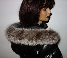 Silberfuchs Pelz Kapuze Streife Echt Fellkragen Fuchs Pelzkragen für Jacke Parka