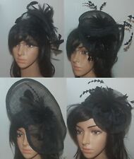Fascinator Headpiece Brautschmuck Feder Feather Reifen Sinamay schwarz weiß
