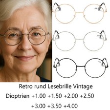 Retro Metall Runde Lesebrille Vintage Lesehilfe Unisex Schwarz Herren Damen