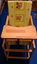 Kombihochstuhl aus Holz, Hochstuhl mit Tisch, Kinder Stuhl-Tisch