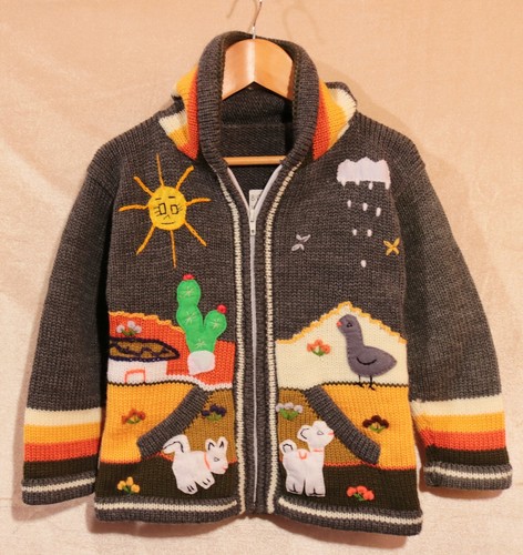 Strickjacke dunkelgrau bunt