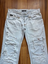 100%ORIG DOLCE&GABBANA BLACK LABEL HEAVY DESTROYED JEANS GR.46 ARCHIVE HELLBLAU
