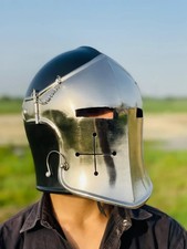 Barbuta Helm - Silver Black Barbuta - Knight Helmet - Warrior Barbuta Helmet -