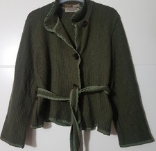 Strickjacke mit Gürtel Grün