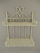 Wandregal Eisen  2 Regale Wandkorb Bad Küche Antik cremeweiß  Wandkonsole
