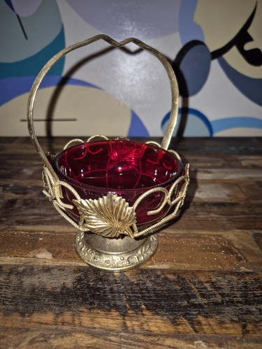 Vintage glaskorb rubinrot - vintage,