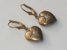 JUGENDSTIL SILBER Ohrringe 2 x HERZ ausgefallen verg.