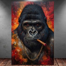 LEINWAND BILD ER XXL ABSTRAKT GORILLA AFFE ZIGARRE BOSS GRAFFITI WAND POSTER