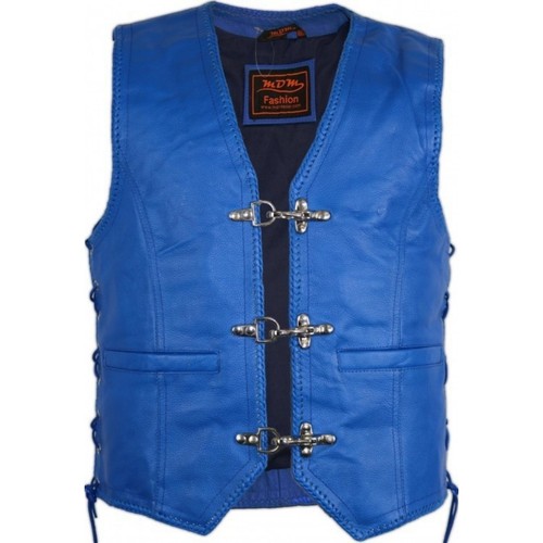 Blaue lederweste bikerweste - blaue,