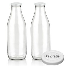 Milchflasche 1L Saftflasche 1000ml Glas Flasche leer mit Deckel BPA frei