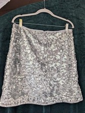 Glitzer-Rock silber Gr. L von Esprit fällt klein aus  1-2 mal getragen