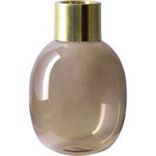 IHR Glasvase Goldrand Metall Blumenvase Dekovase Vase 2 Größen rot grün braun