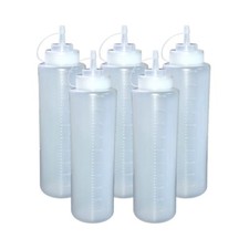 5 Stck. 32oz 1000ml Kunststoff Klar Squeeze Sauce Flasche Mayo Spender Flaschen UK