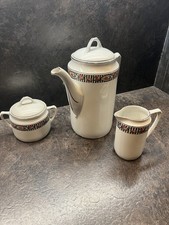 Große Kaffeekanne Set Vintage Uralt mit Zuckerdose und Milchkännchen