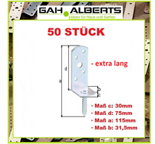 50 STÜCK GAH Stahl verzinkt Flechtzaunhalter Holz Zaunhalter L-Form extra lang 