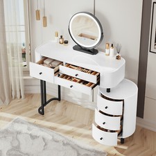 Schminktisch Frisiertisch Kosmetiktisch LED-Beleuchtung Spiegel mit 6 Schubladen