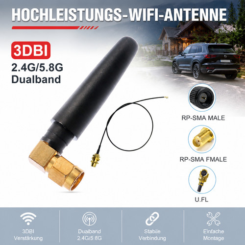 Wifi sma 4ghz 5ghz 3dbi - rp-sma, 2.4ghz