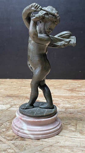 Bronzefigur statuette putte - bronzefigur,